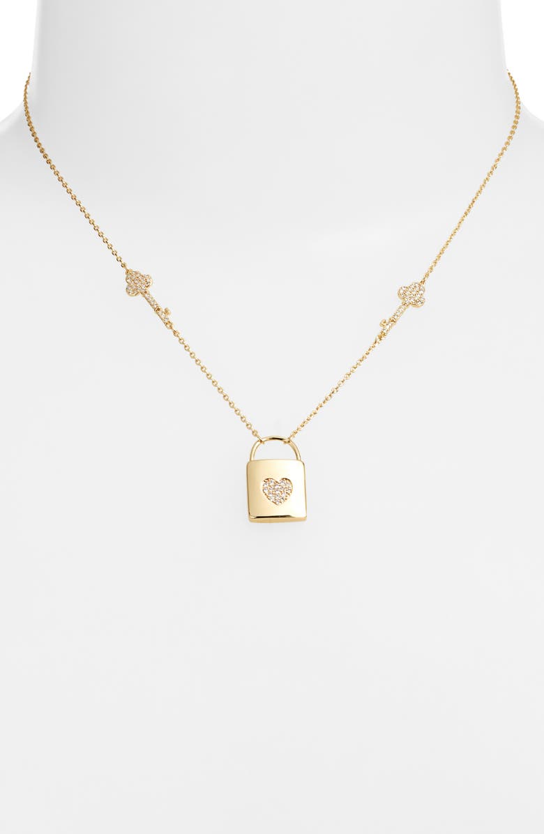 Chelsea28 Pavé Cubic Zirconia Locket Pendant Necklace, Alternate, color, Clear- Gold