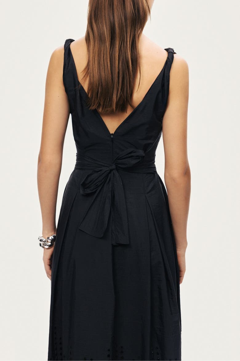 Sleeveless Embroidered Midi Dress, Alternate, color, Black
