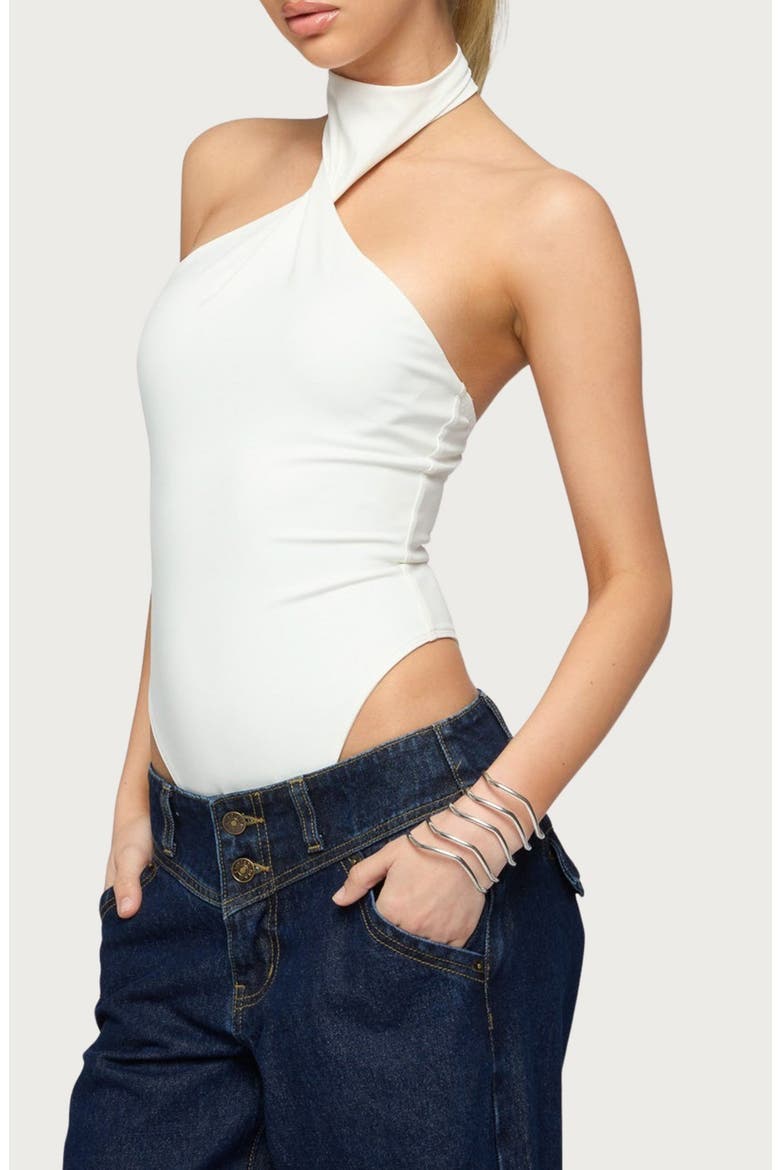 Jimana Halter Neck Bodysuit, Alternate, color, WHITE