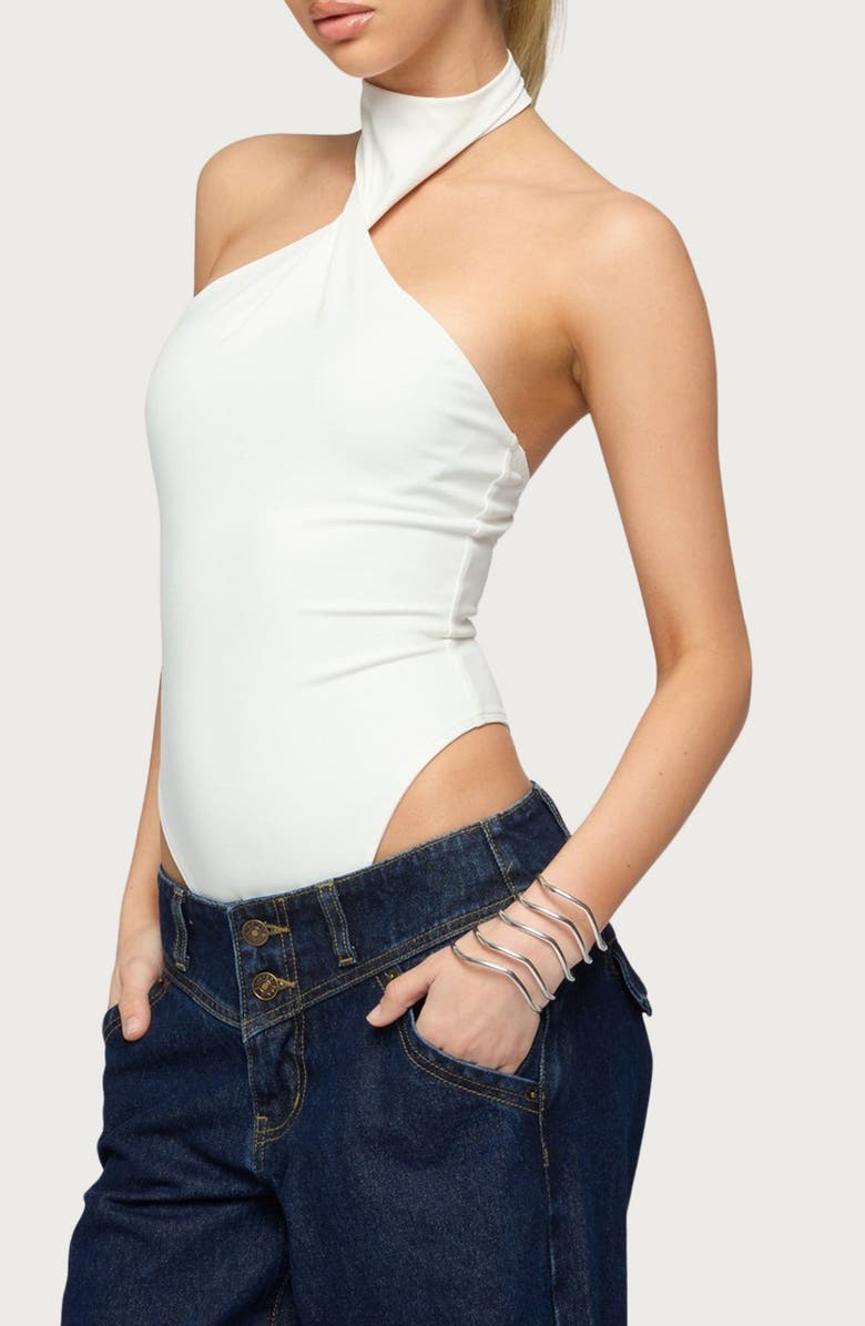 EDIKTED Jimana Halter Neck Bodysuit, Alternate, color, 