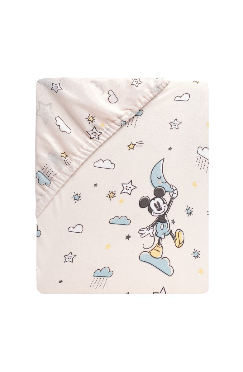 Lambs & Ivy Disney Baby Moonlight Mickey Mouse Fitted Crib Sheet, Alternate, color, White