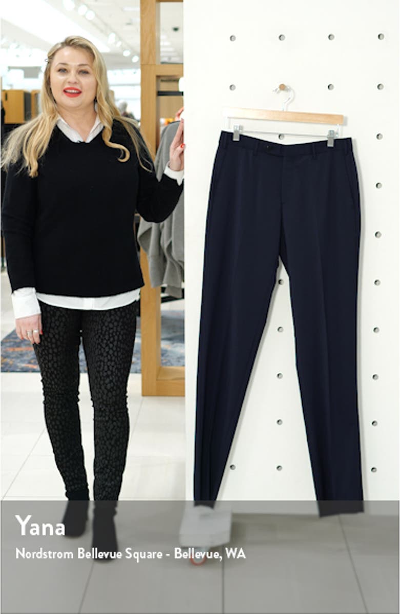 Parker Flat Front Solid Stretch Wool Trousers, sales video thumbnail