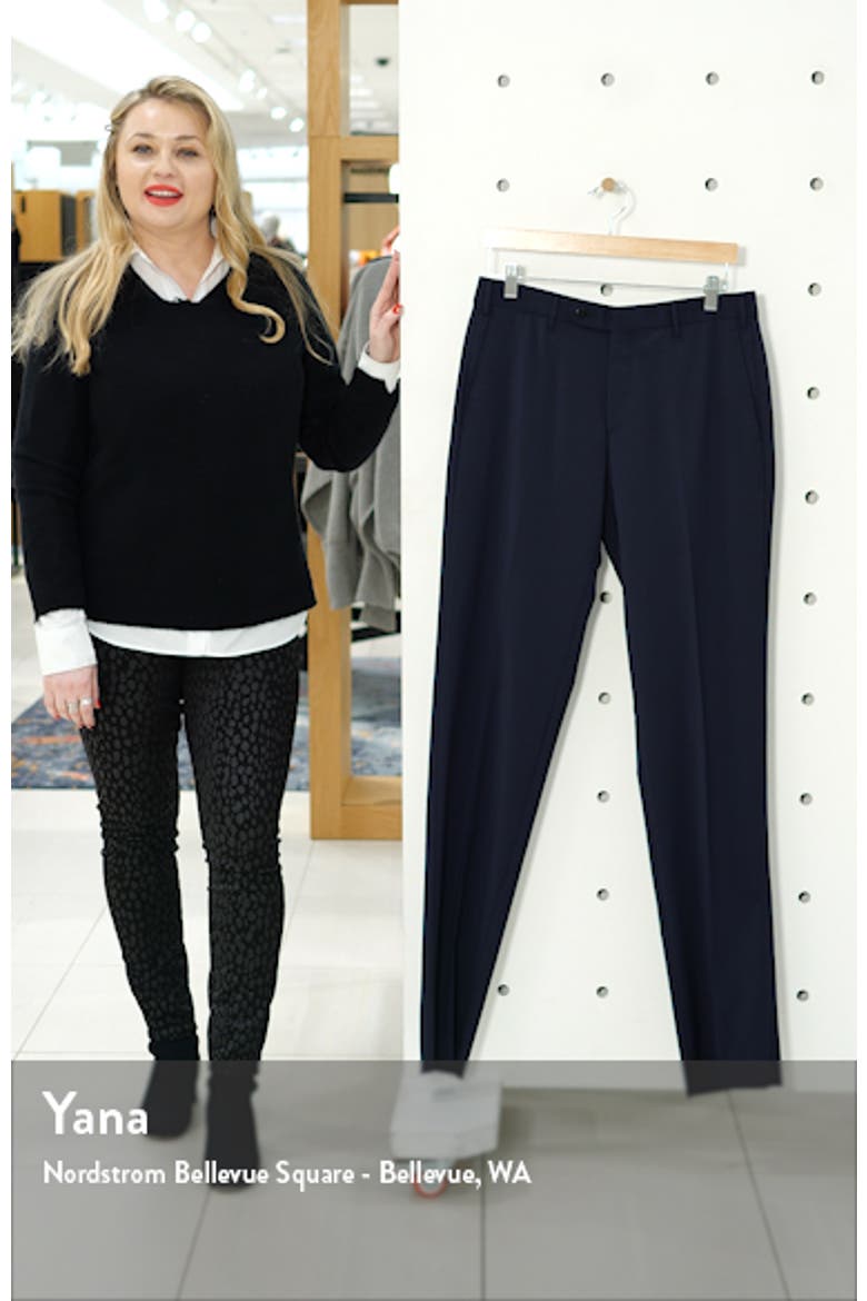 Parker Flat Front Solid Stretch Wool Trousers video