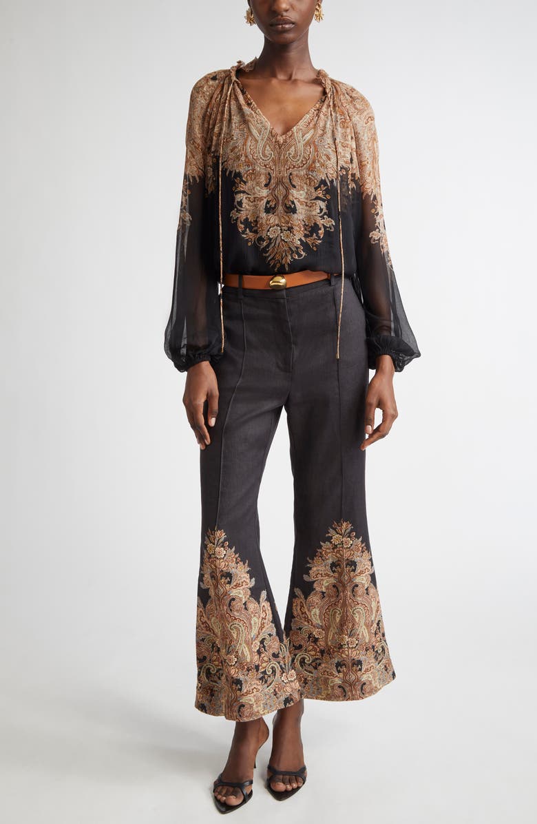 Zimmermann Dawning Placed Paisley Peasant Top, Alternate, color,