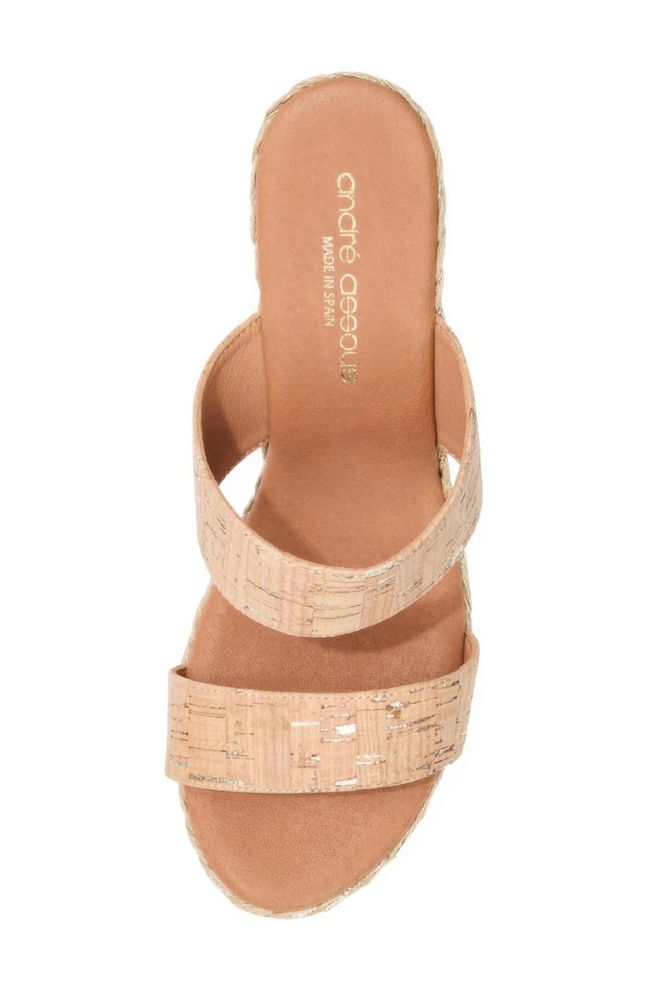 André Assous Nolita Cork Espadrille Platform Wedge Slide Sandal, Alternate, color, Natural