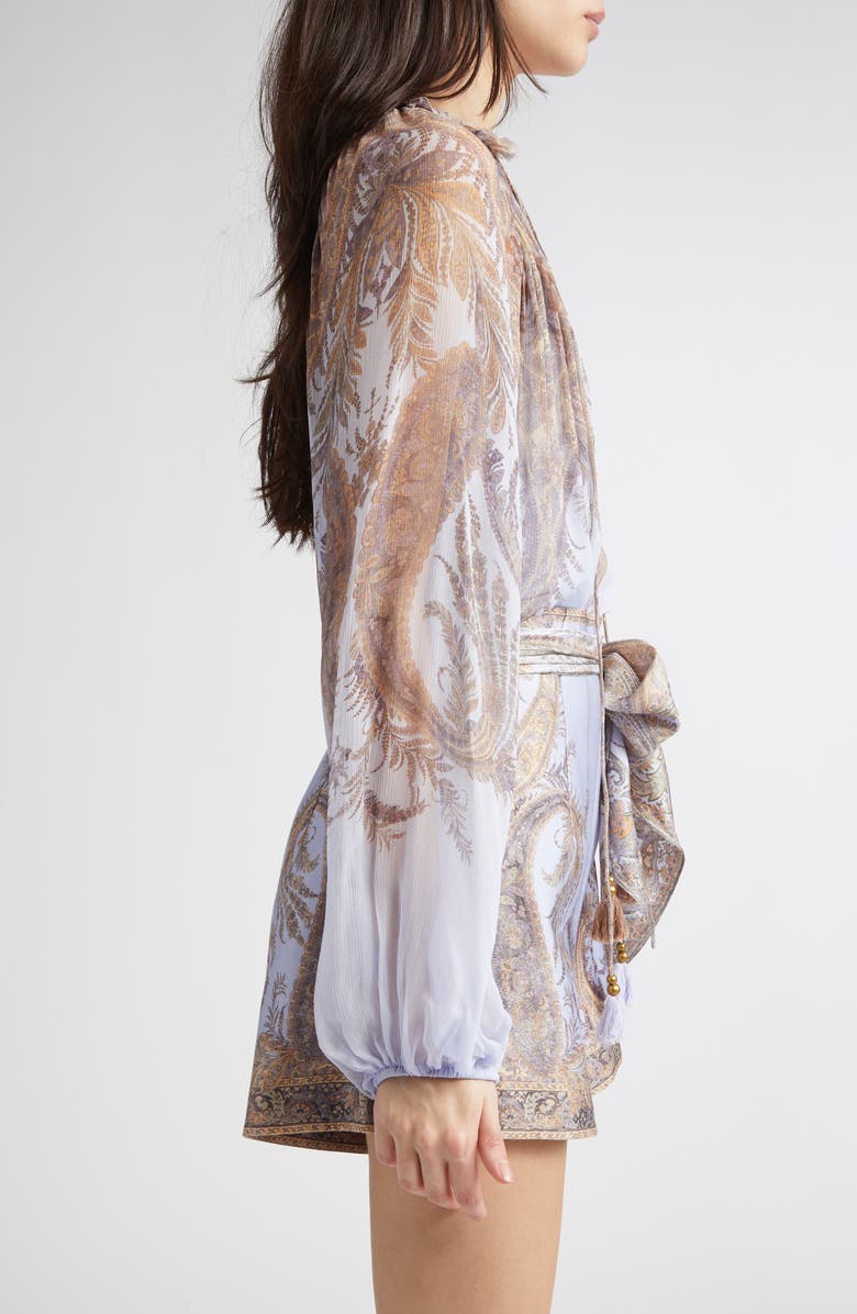 Zimmermann Hypnotic Paisley Split Neck Top, Alternate, color, Lilac Paisley