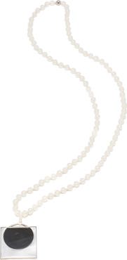 eddieBorgo Square Medallion Onyx & Milky Quartz Necklace