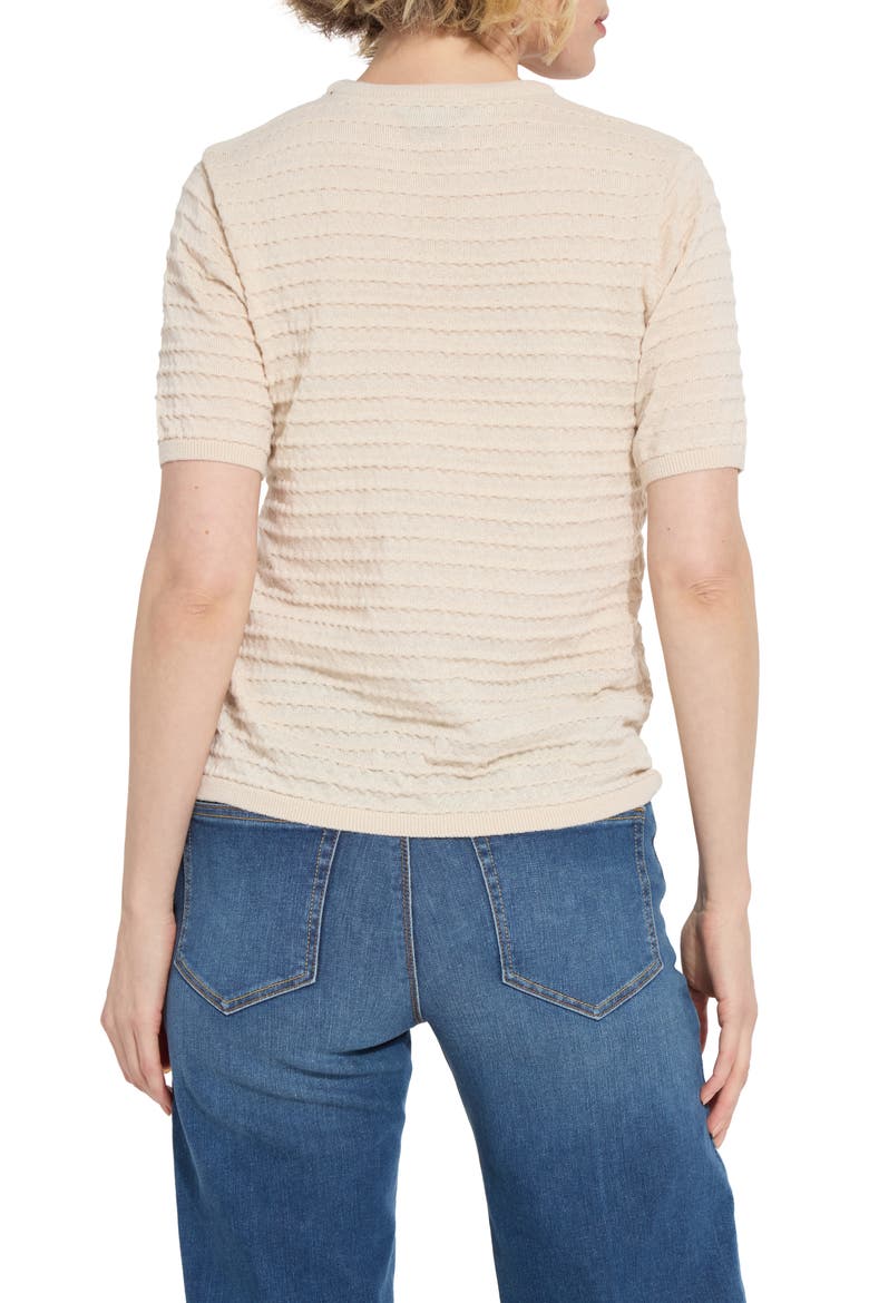 Smocked Short Sleeve Sweater, Alternate, color, PANNA COTTA