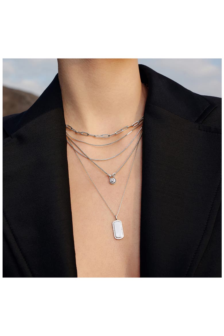 Cubic Zirconia Lock Pendant Necklace, Alternate, color, SILVER