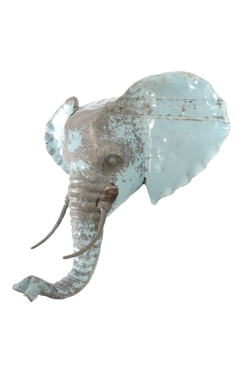 Mbare Elephant Animal Mask - Recycled Metal Wall Art, Alternate, color, Grey