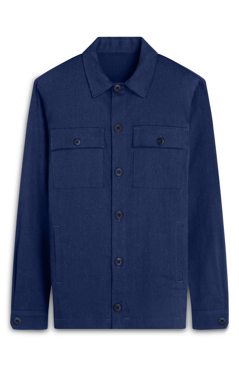 Bugatchi Linen & Cotton Stretch Shirt Jacket, Alternate, color, Navy