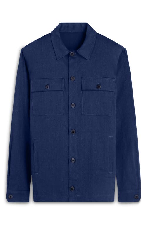 Bugatchi Linen & Cotton Stretch Shirt Jacket In Navy
