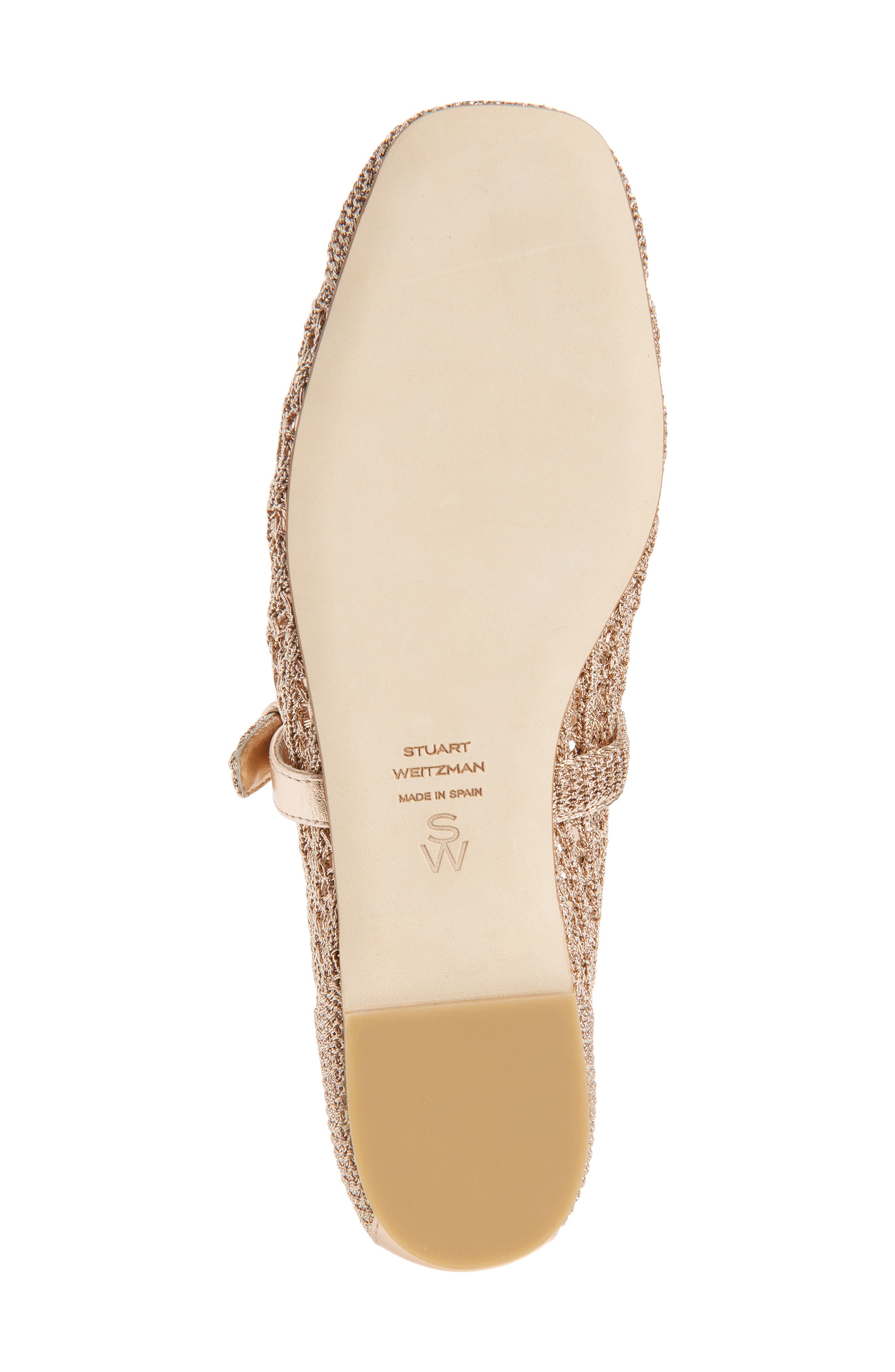 Stuart Weitzman Leora Metallic Mary Jane Flat, Alternate, color, Light Gold