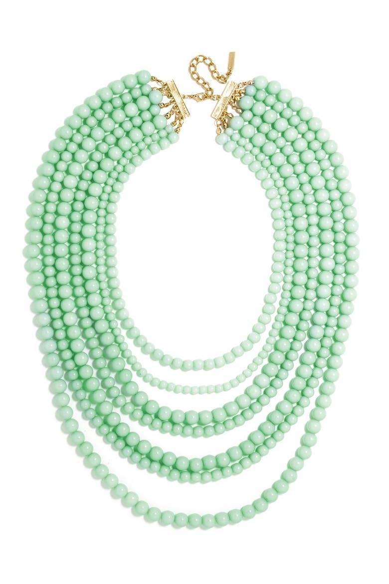 'Bold' Multistrand Beaded Statement Necklace, Main, color, MINT