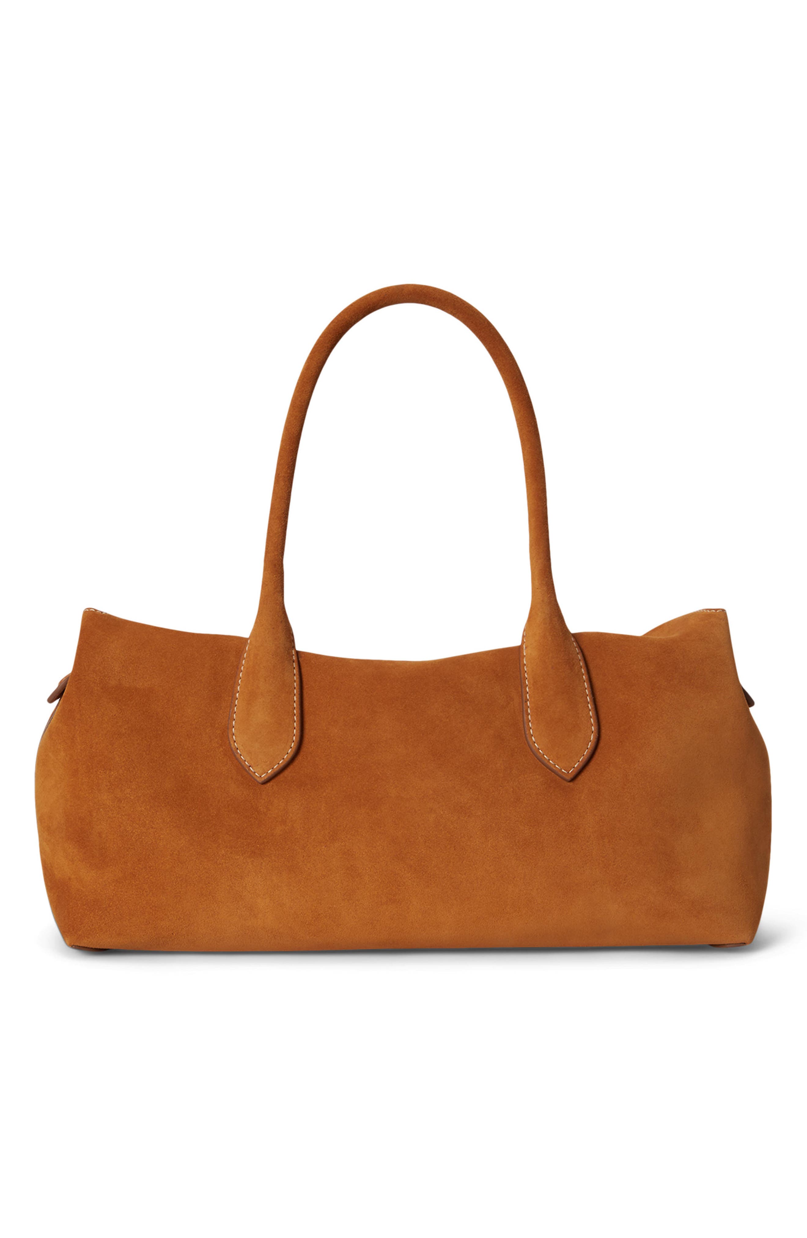 Medium Suede Satchel, Alternate, color, TURMERIC