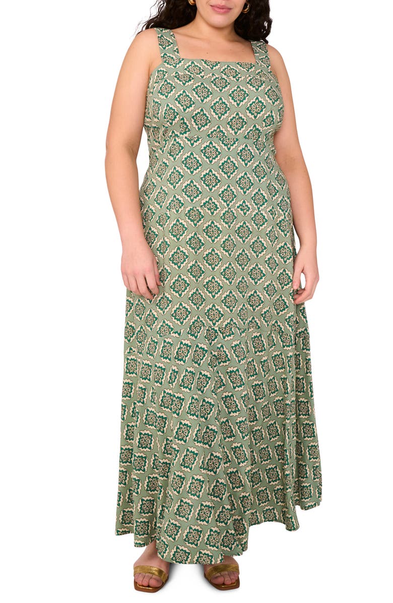 Vince Camuto Medallion Print Wide Strap Maxi Dress, Main, color, Blue Aura