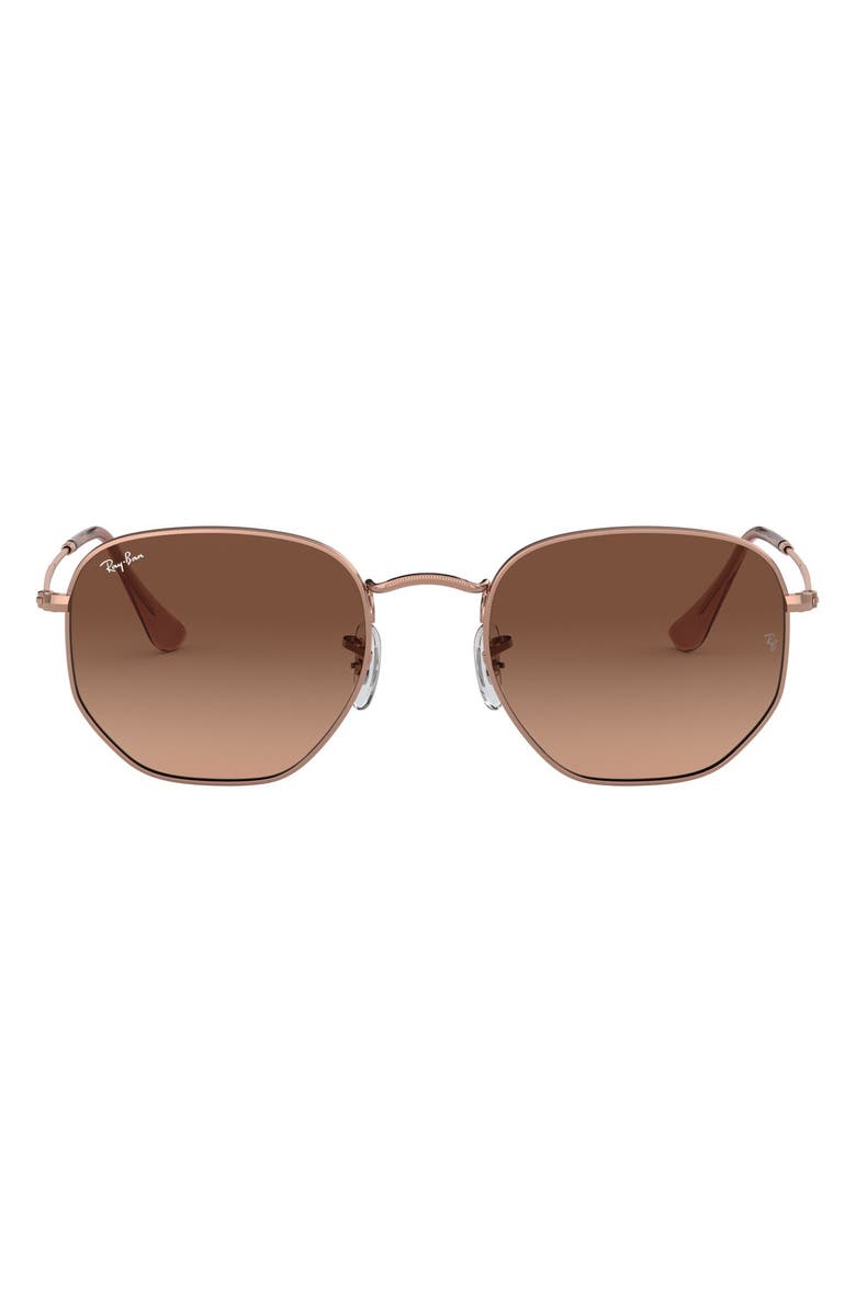 Ray-Ban 54mm Gradient Hexagonal Sunglasses, Main, color, Copper