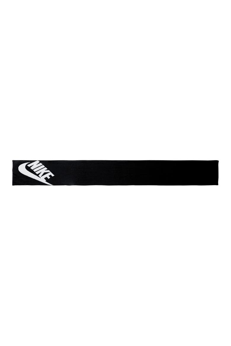 Intarsia Swoosh Scarf, Main, color, BLACK