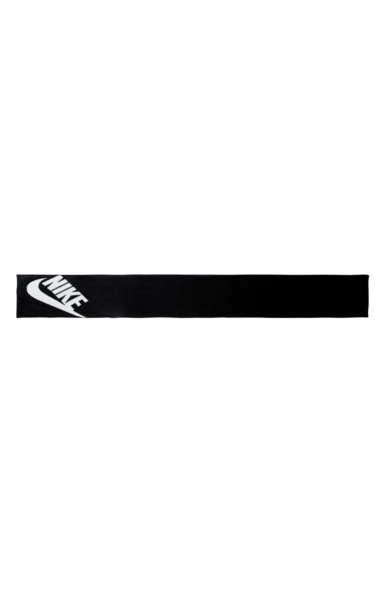 Nike Intarsia Swoosh Scarf, Main, color, Black