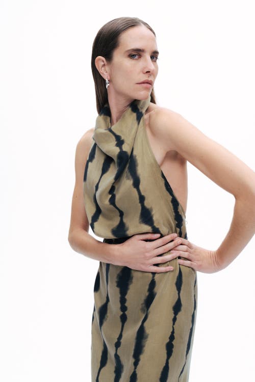 NOCTURNE NOCTURNE BELT DETAILED PRINTED MAXI DRESS