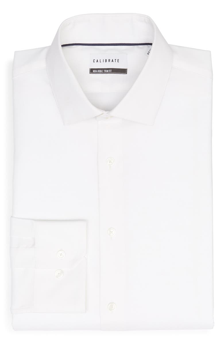 Calibrate Trim Fit Stretch No-Iron Solid Dress Shirt, Alternate, color, 