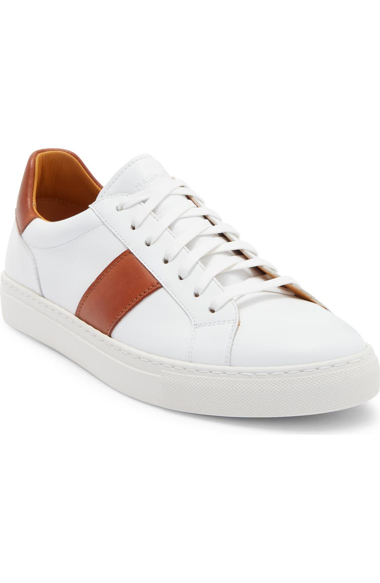 Magnanni Ashley Stripe Sneaker, Main, color, White / Cognac