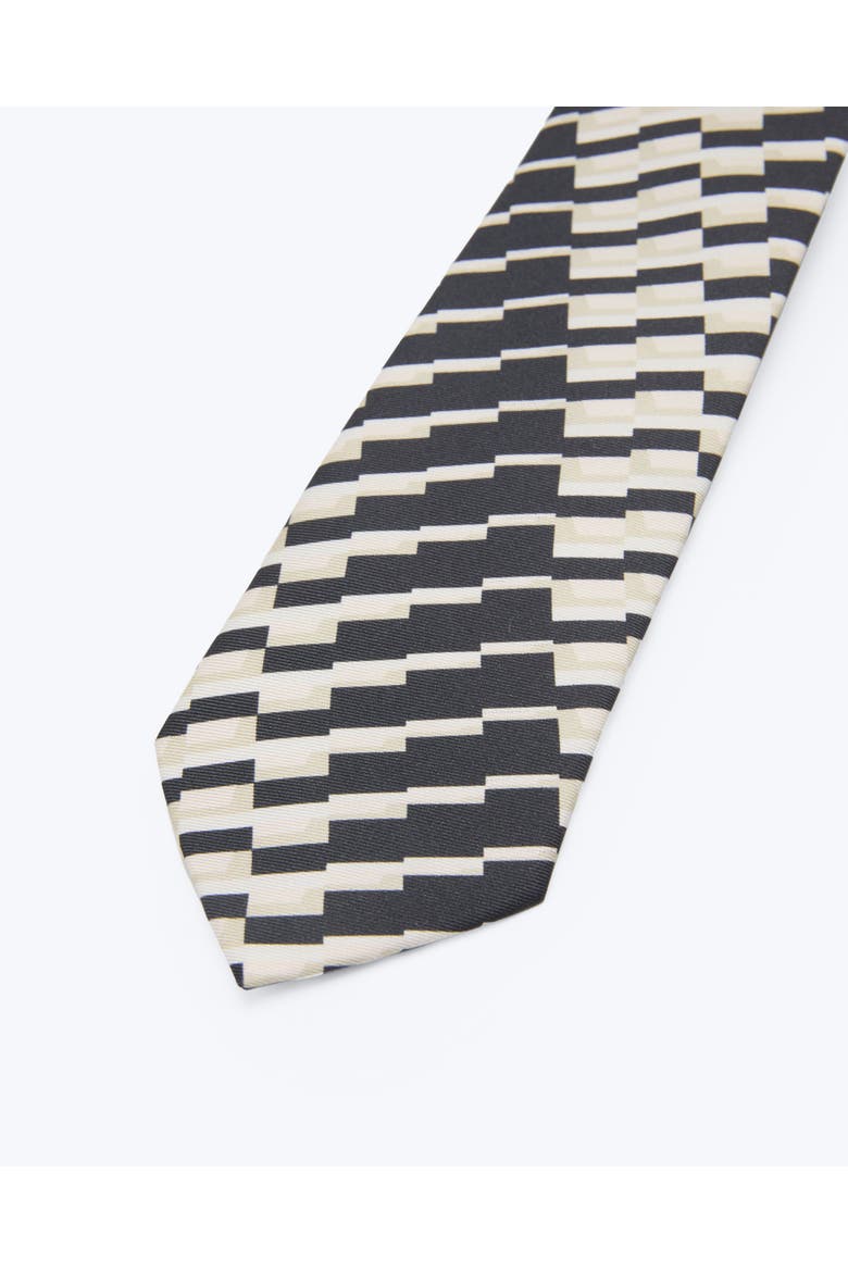 Crescendo Printed Silk Tie, Alternate, color, Black & Beige