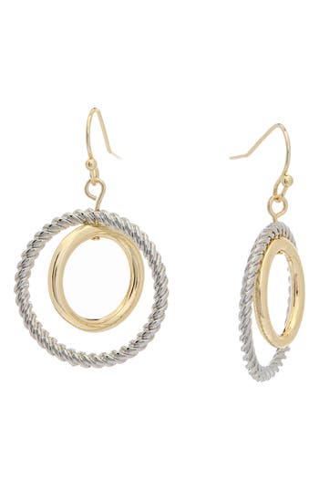 Juvell Two-tone Orbital Hoop Drop Earrings In Multi