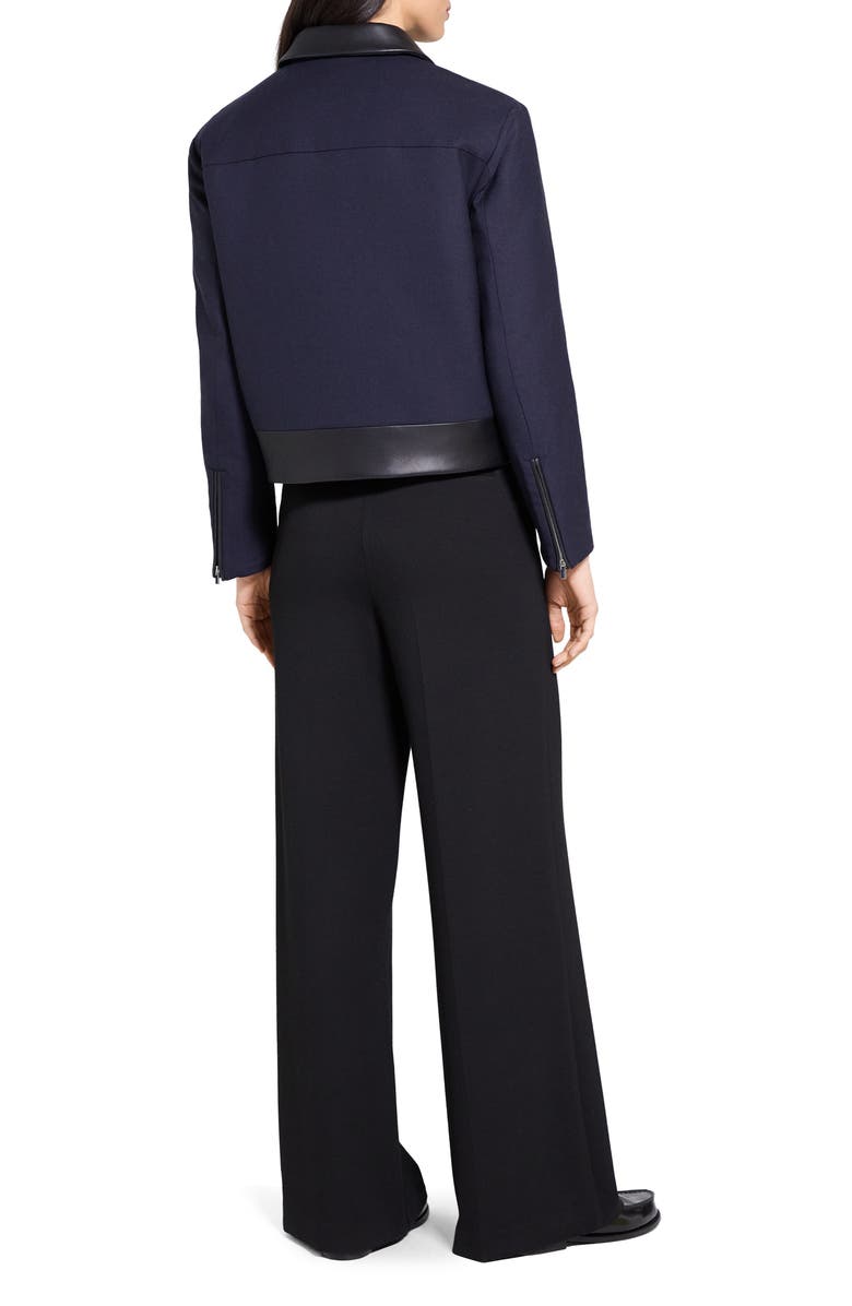 Theory Boxy Crop Jacket with Leather Trim, Alternate, color, 