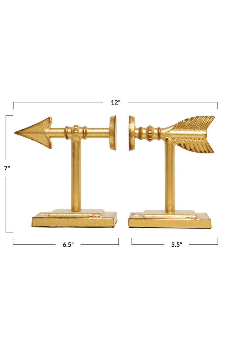 Decorative Cast Metal Arrow Bookends, Gold, Set of 2, Alternate, color, Gold