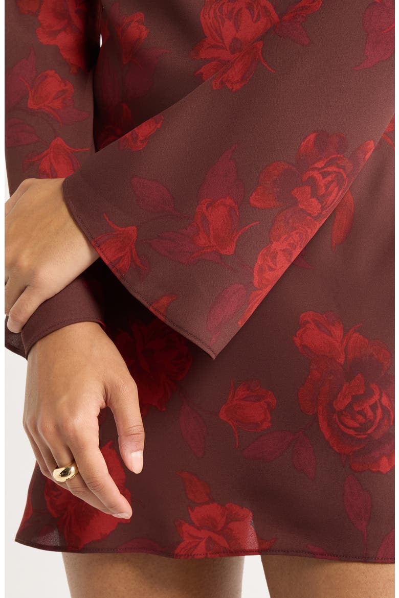 Bias Cut Minidress, Alternate, color, RED ROSED FLORAL