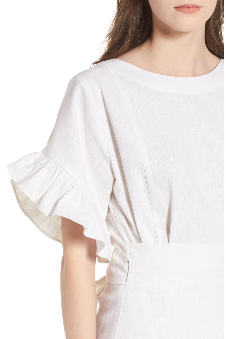 Ruffle Faux Wrap Dress, Alternate, color, IVORY