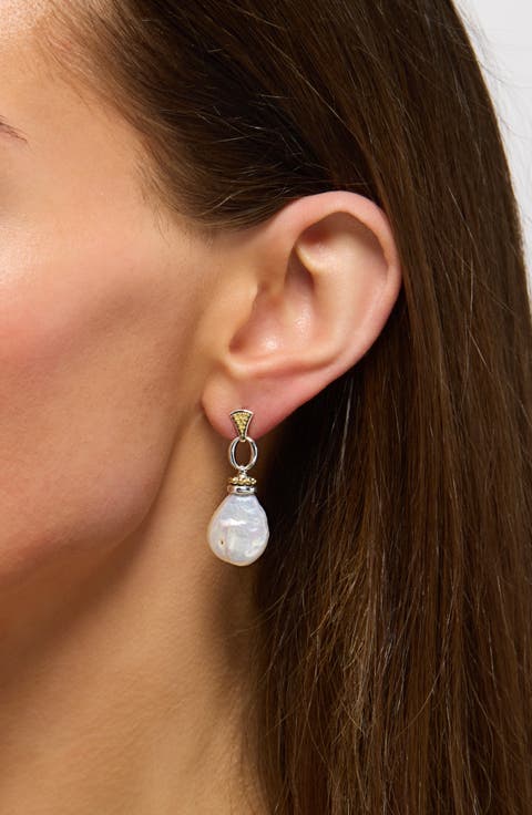 Luna Sterling Silver & 18K Gold Pearl Drop Earrings