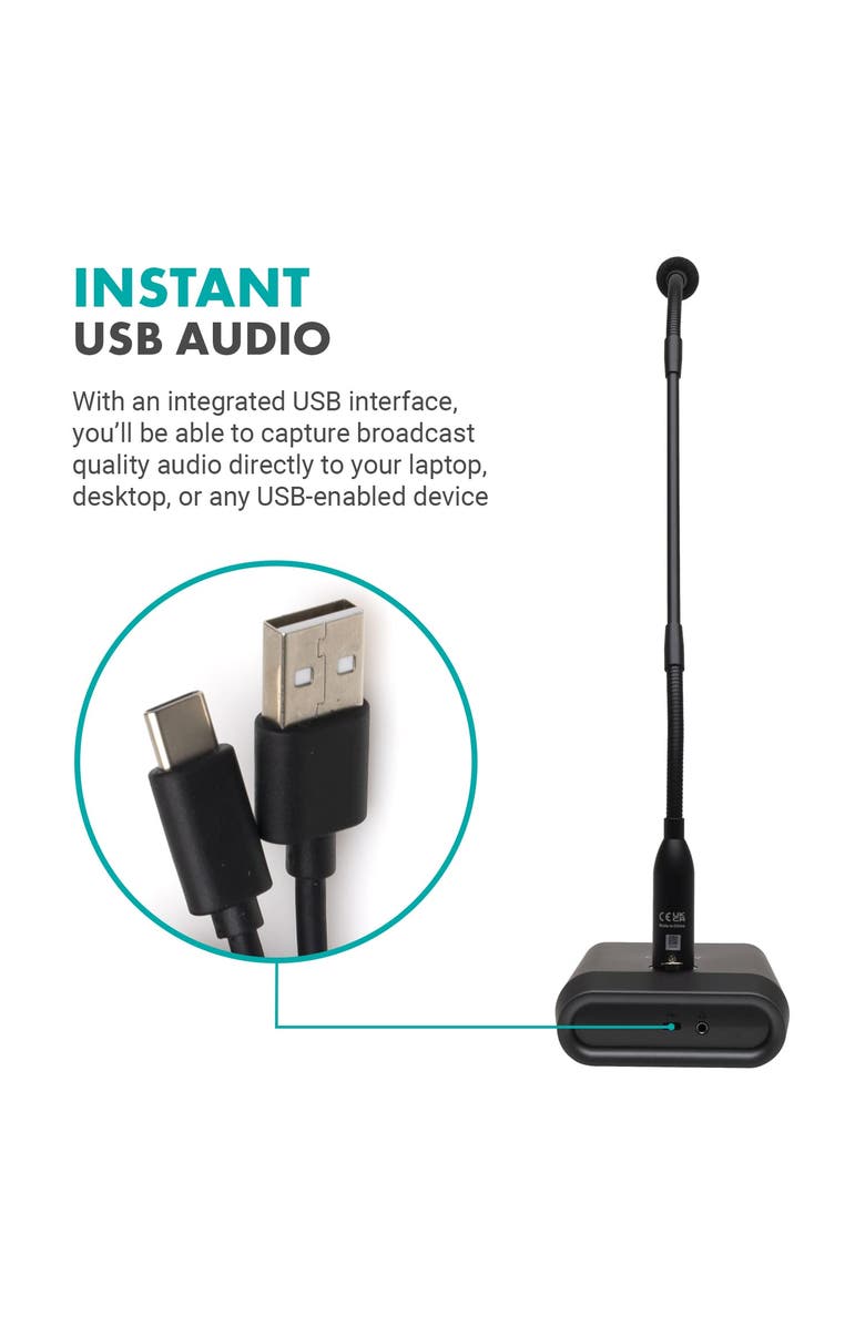 MOVO GM-5 USB Gooseneck Microphone for Computers, Alternate, color, Black