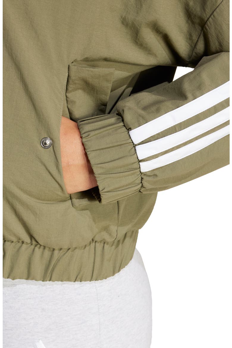 3-Stripes Woven Bomber Jacket, Alternate, color, OLIVE STRATA/ WHITE