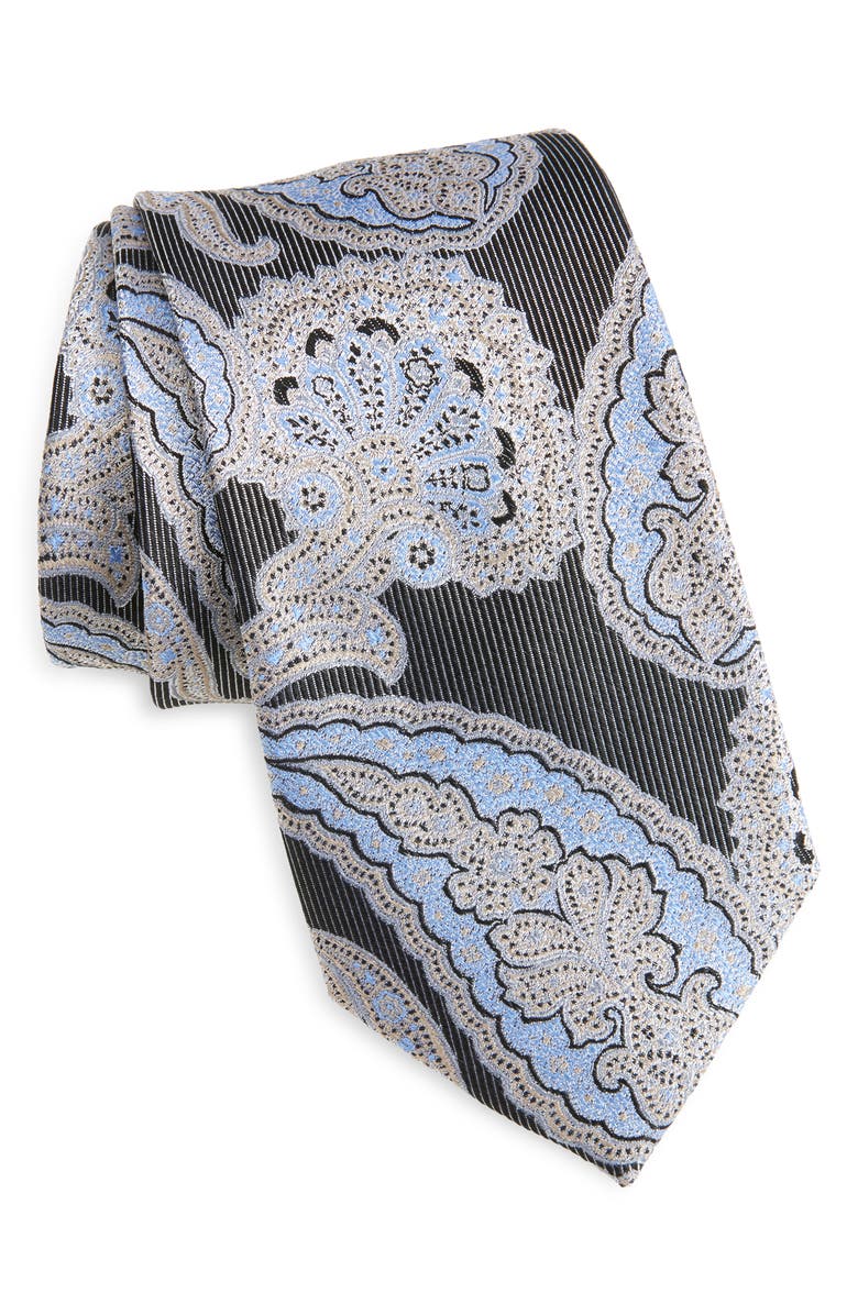 Nordstrom Paisley Silk Tie, Main, color, Black