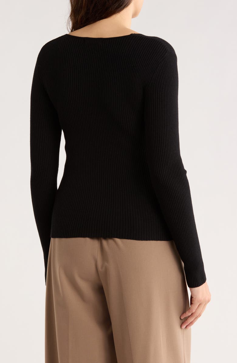 MAX STUDIO Faux Wrap Knit Sweater, Alternate, color, Black-Black