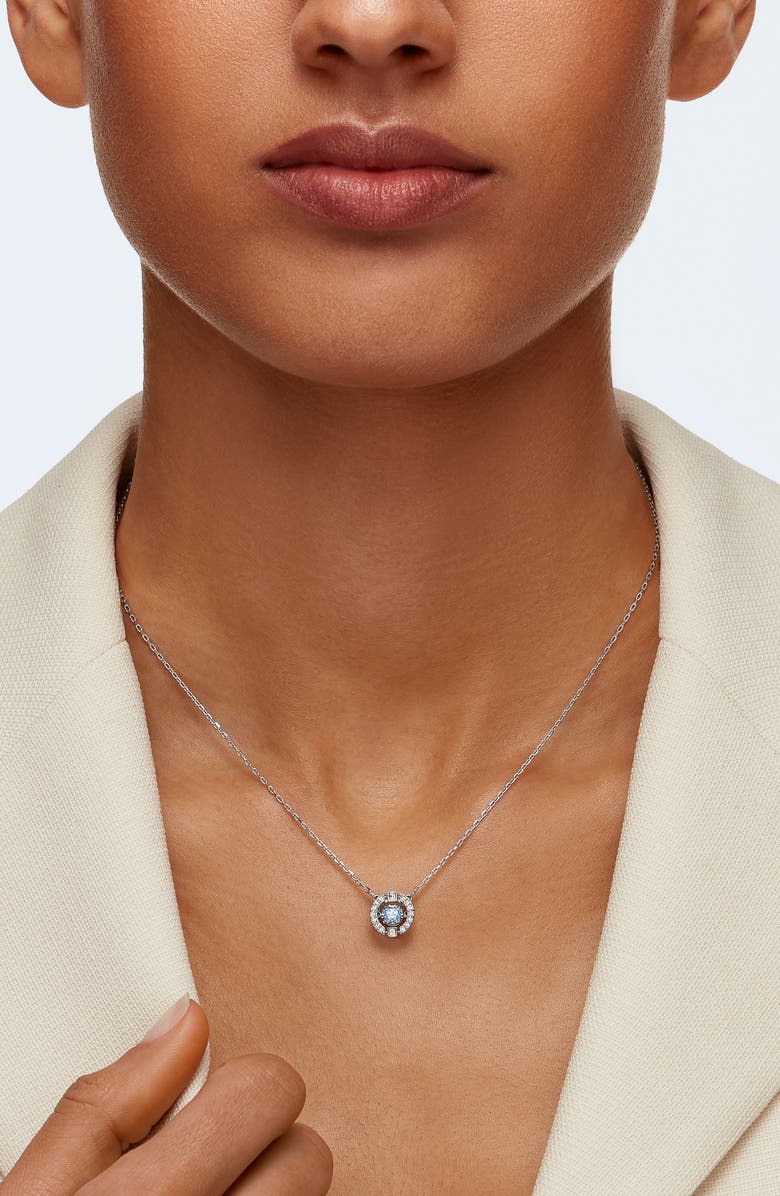 Swarovski Una Crystal Pendant Necklace, Alternate, color, Blue