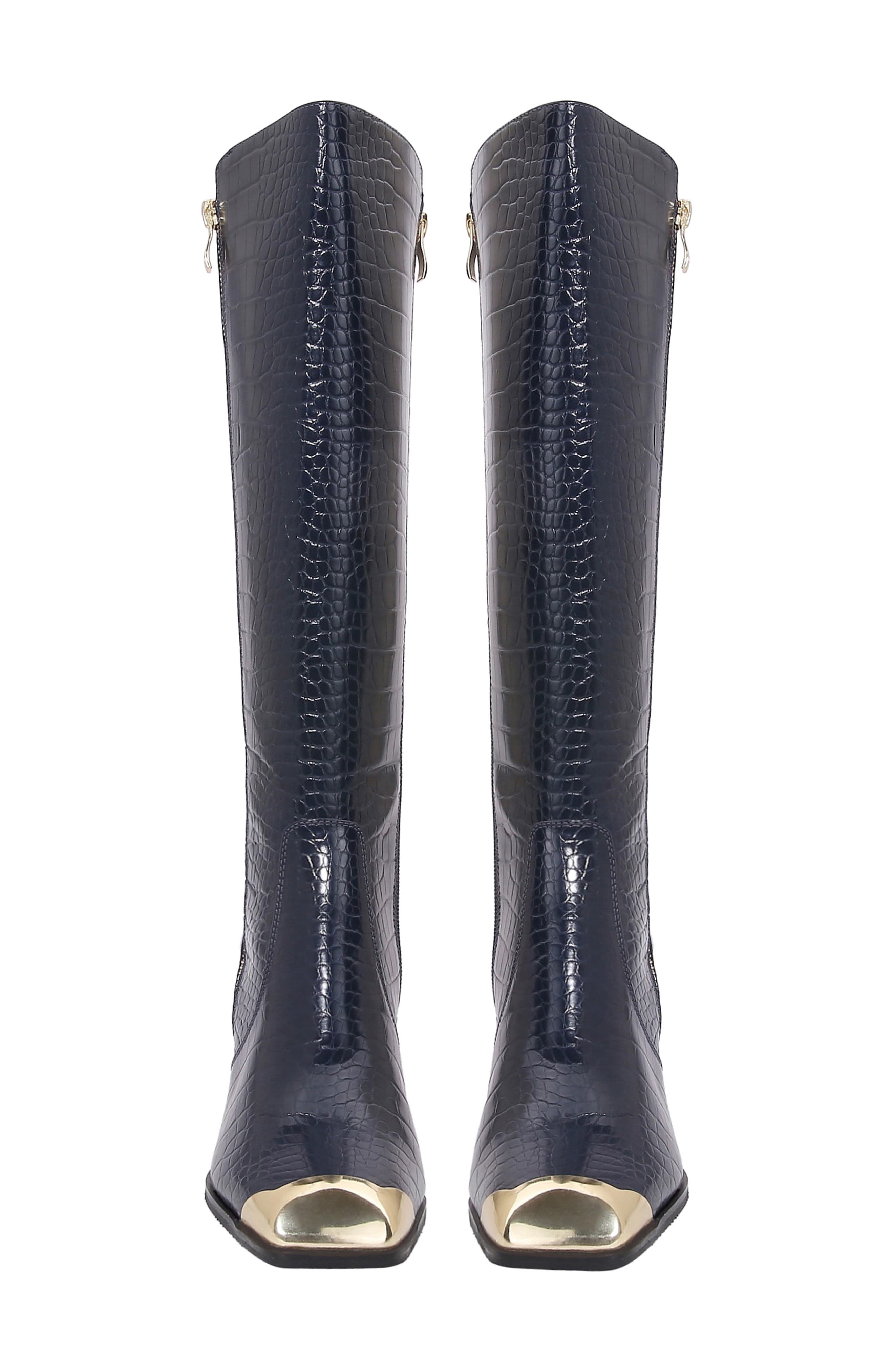 Lux Block Heel Knee High Boot, Alternate, color, NAVY