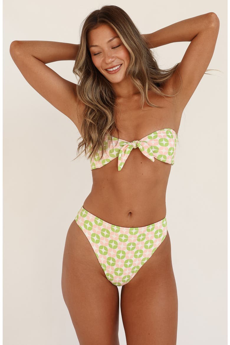 Bunny Knotted Bandeau Bikini Top, Alternate, color, Retro Pop