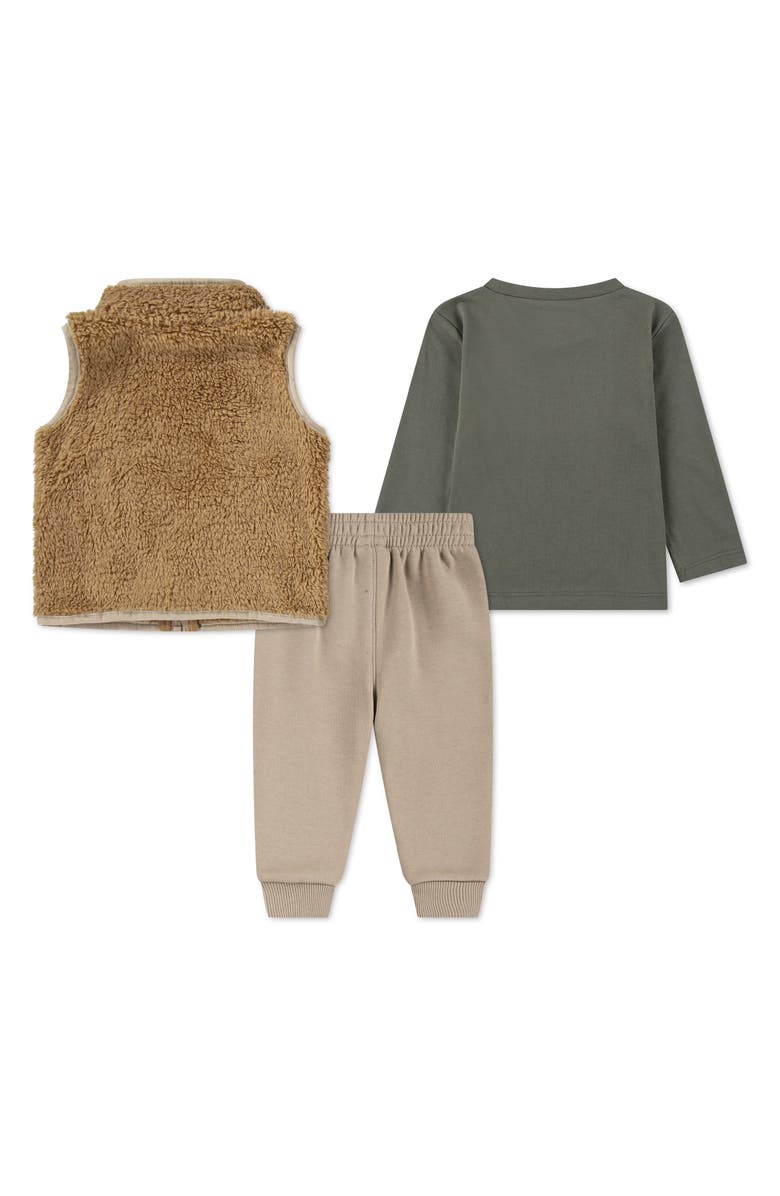 Nike Future Utility Faux Shearling Vest, Logo T-Shirt & Fleece Joggers Set, Alternate, color, Hemp