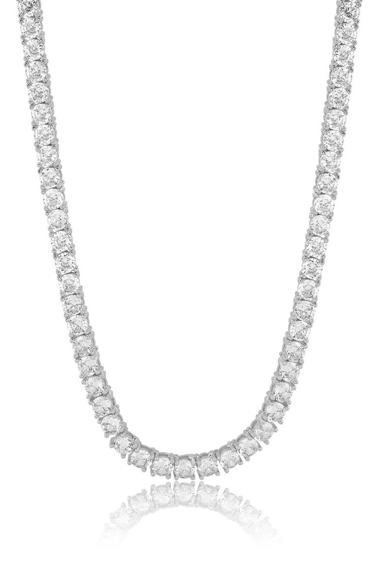 Round 4mm Cubic Zirconia Tennis Necklace, Main, color, SILVER