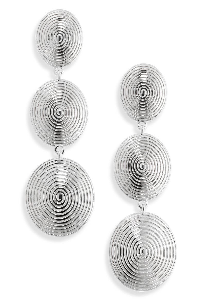 The Ruby Drop Earrings, Main, color, SILVER
