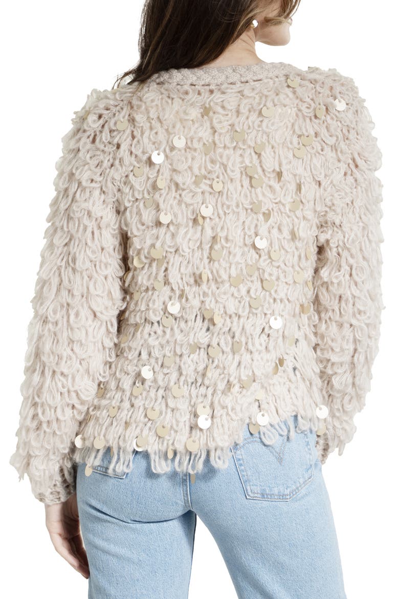 Sequin Loop Knit Cardigan, Alternate, color, IVORY