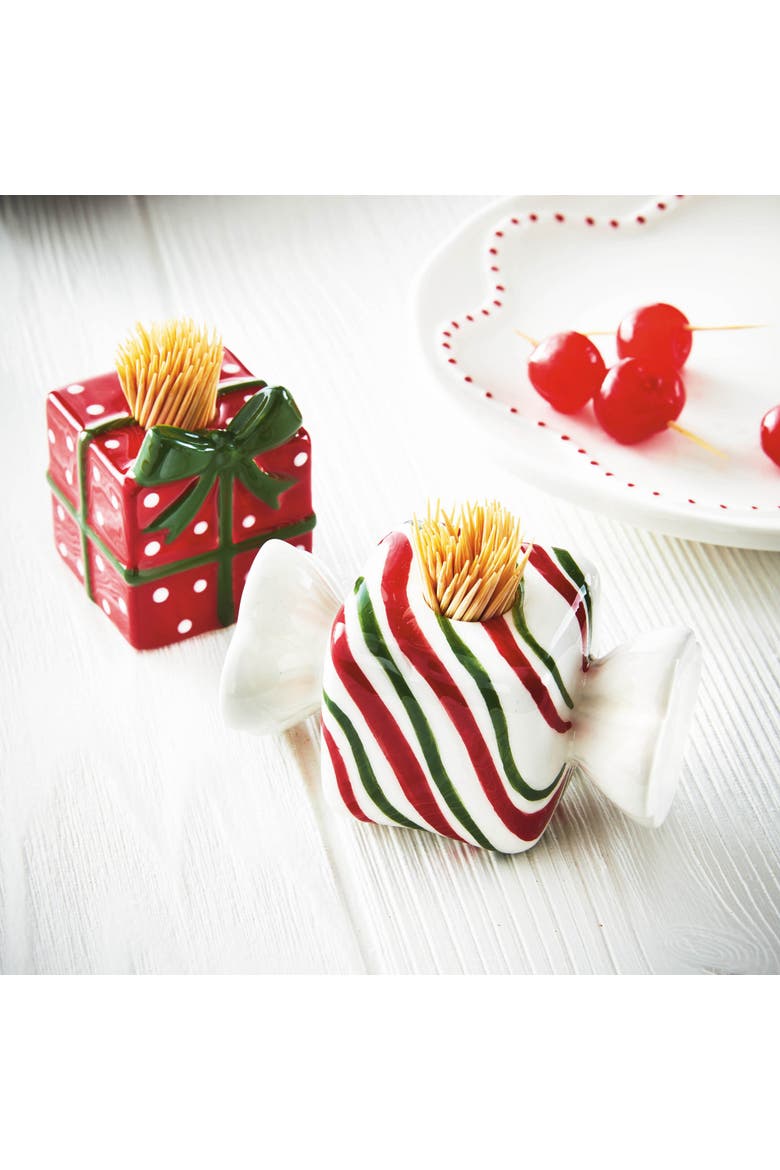 Multicolor Ceramic Toothpick Holder Set for Kitchen Serving, Alternate, color, Red