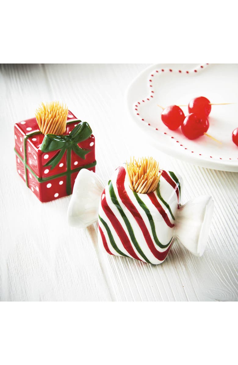 tag Multicolor Ceramic Toothpick Holder Set for Kitchen Serving, Alternate, color, Multicolored