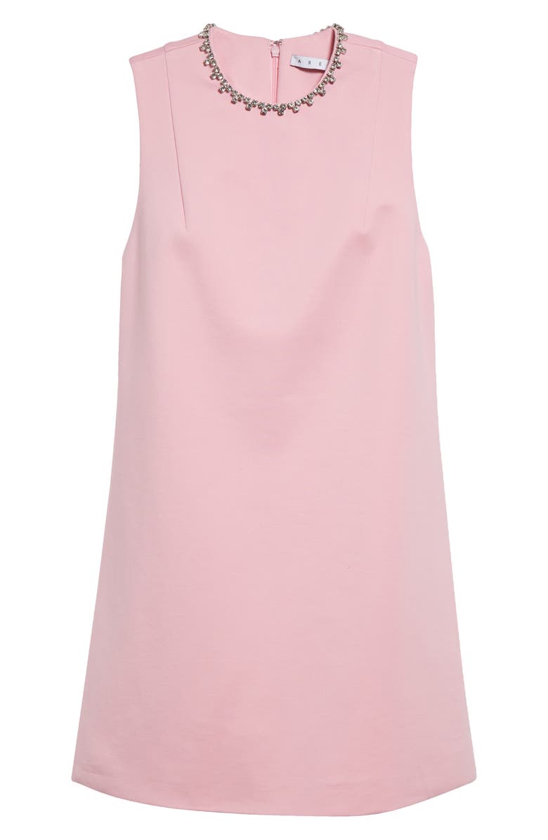 Area Crystal Heart Back Cutout Ponte Minidress, Alternate, color, Pale Pink