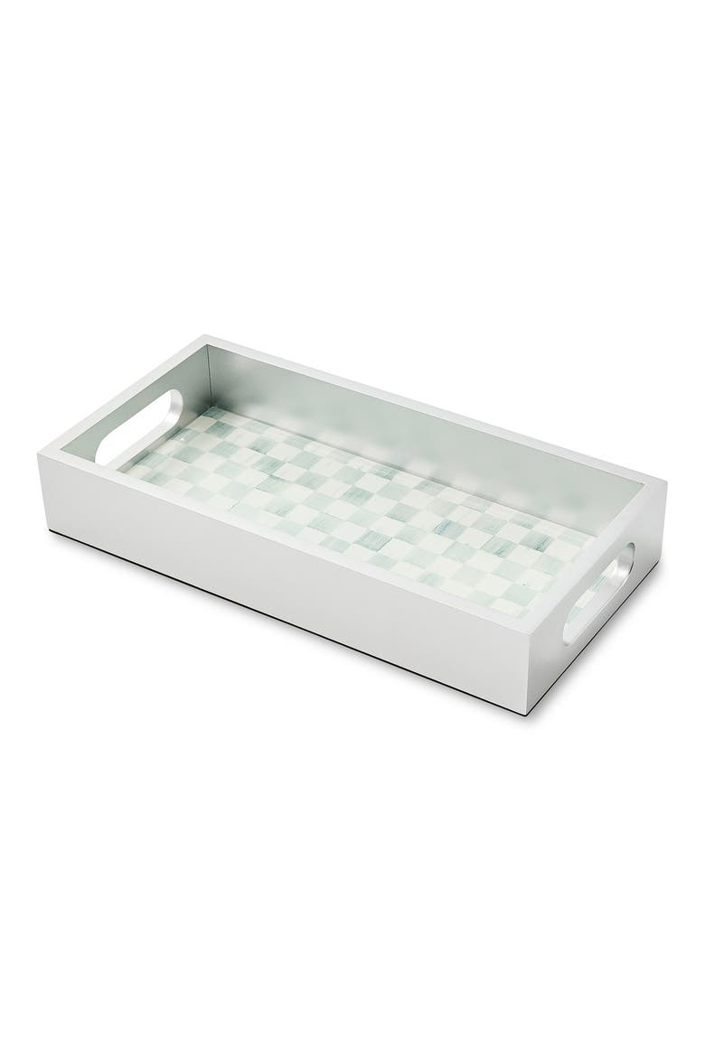Sterling Check Glass Vanity Tray, Main, color, STERLING