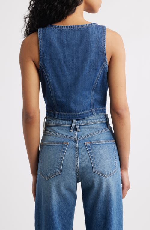Shop Hidden Jeans Supersoft Crop Denim Vest In Dark Wash