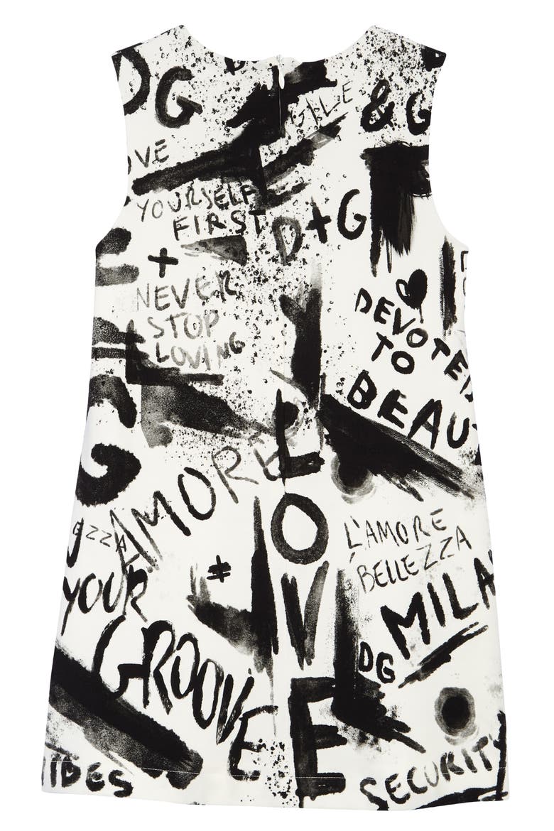 Kids' Graffiti Print Dress, Alternate, color, WHITE GRAF